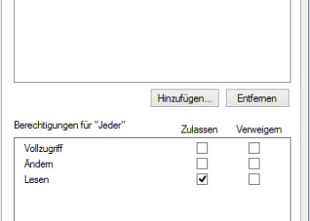 Window vergabe von Freigabeberechtigungen