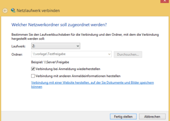 Windows 10: Assistent für das Einbinden des Netzlaufwerks