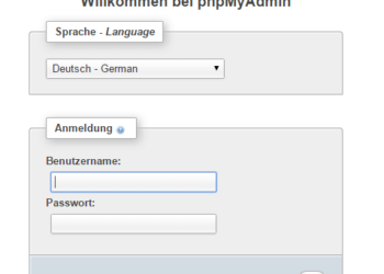 phpmyadmin Anmeldefenster