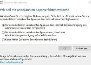 SmartSreen Filter Windows 10 Optionen
