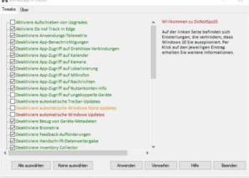 Windows10 - DoNotSpy10 - Einstellungen