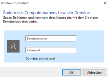 Windows 10: Einer Domäne hinzufügen: Account