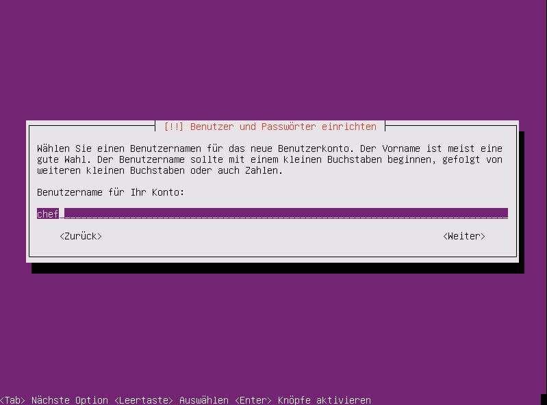 Installation des Linux Ubuntu Server, als Rootserver - Teil 1 der Artikelserie 16 Rootserver: Ubuntu Server Installation: Neuen administrativen Benutzer anlegen