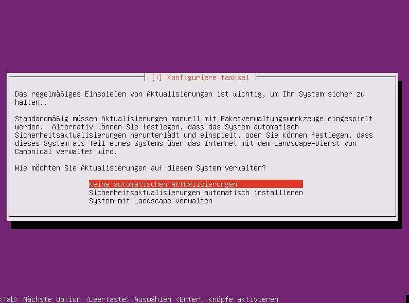 Installation des Linux Ubuntu Server, als Rootserver - Teil 1 der Artikelserie 19 Rootserver: Ubuntu Server Installation: Wie soll der Server aktuell gehalten werden