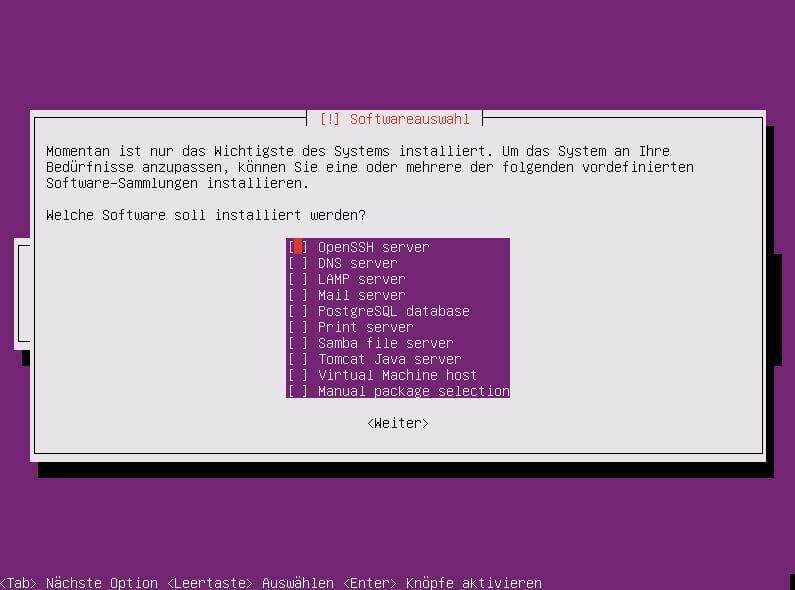 Installation des Linux Ubuntu Server, als Rootserver - Teil 1 der Artikelserie 20 Rootserver: Ubuntu Server Installation: Auswahl der Features