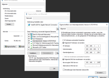 Netzwerkeinstellungen-in Windows vornehmen - Adresse statisch vergeben