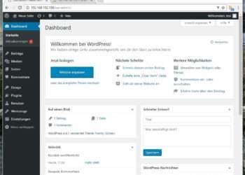 Installation von Wordpress auf dem Rootserver - Das Wordpress Dashboard