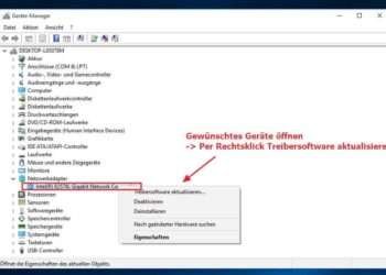Windows 10 - Geräte Manager öffnen um einen Treiber zu aktualisieren
