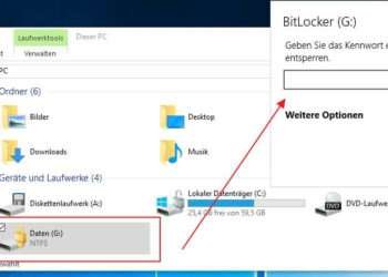 Mit Bitlocker verschlüsselte Festplatte mit der Windows PowerShell sperren: Passwort für den Zugriff nötig