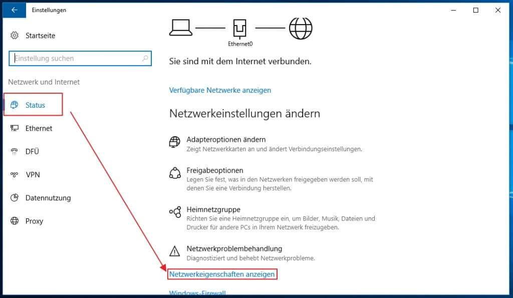 Mac Adresse per grafischer oberfläche auslesen