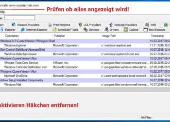 Windows 10 - Programme aus dem Autostart entfernen mithilfe von Autoruns aus der Sysinternal Suite