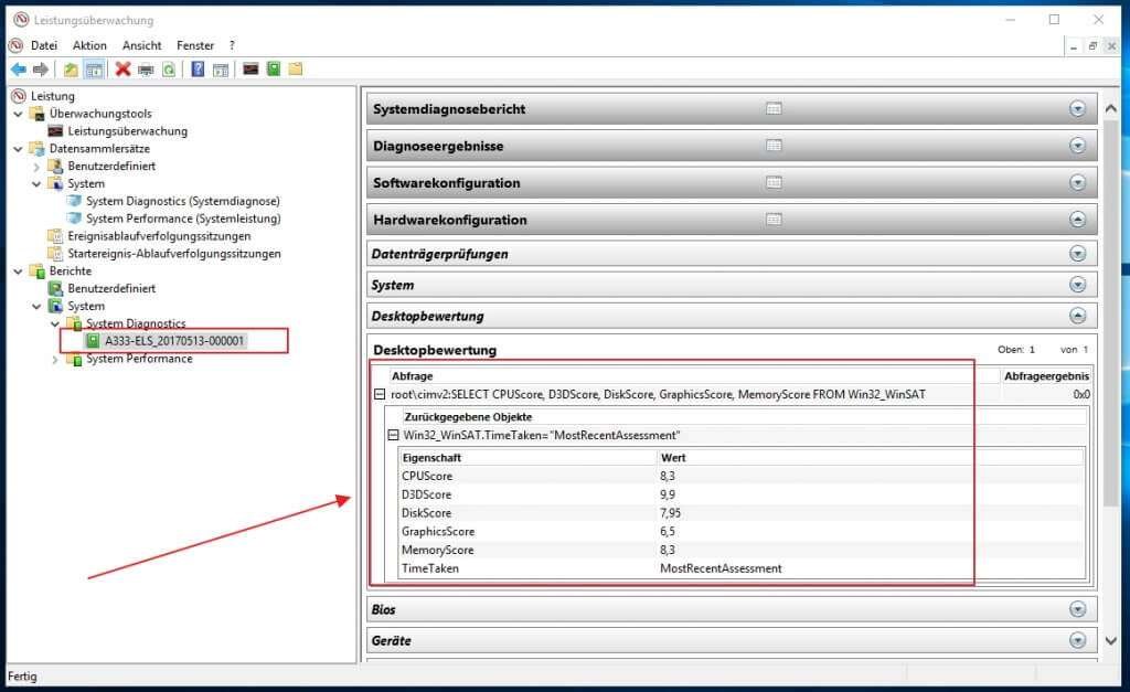 Der Leistungsindex unter Windows 10 - Über die Leistungsüberwachung einen System Diagnostic Berichte auswerten