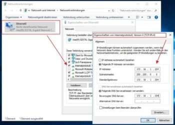 Windows Server 2016 - Vergabe einer neuen IP-Adresse