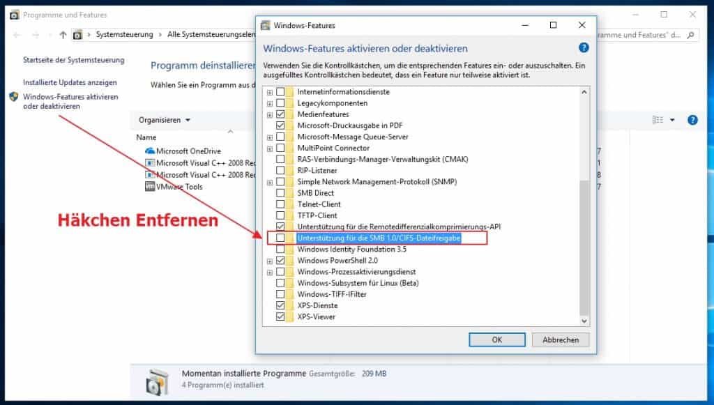 So deinstallierst du das SMBv1 Protokoll unter Windows 13 WannaCry Ramsomeware - Windows Feature SMBv1 Protokoll deinstallieren