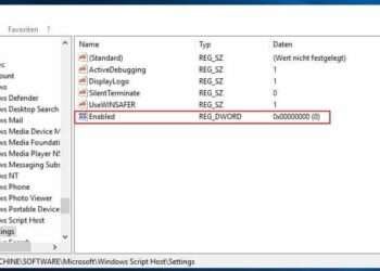 Ausführen von vbs Scripten unter Windows 10 verbietet: Regedit.exe - WSH deaktivieren