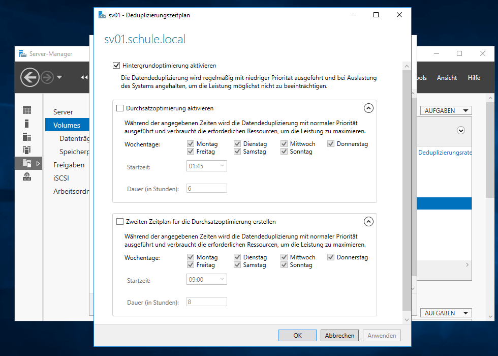 Deduplizierung mit ddpeval.exe am Server konfigurieren 15 Server 2016 - Installation der Deduplizierung: Zeit für die Deduplizierung