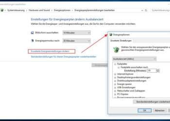 Windows 10 Energieoptionen - erweiterte Einstellungen z.B. adaptive Helligkeit