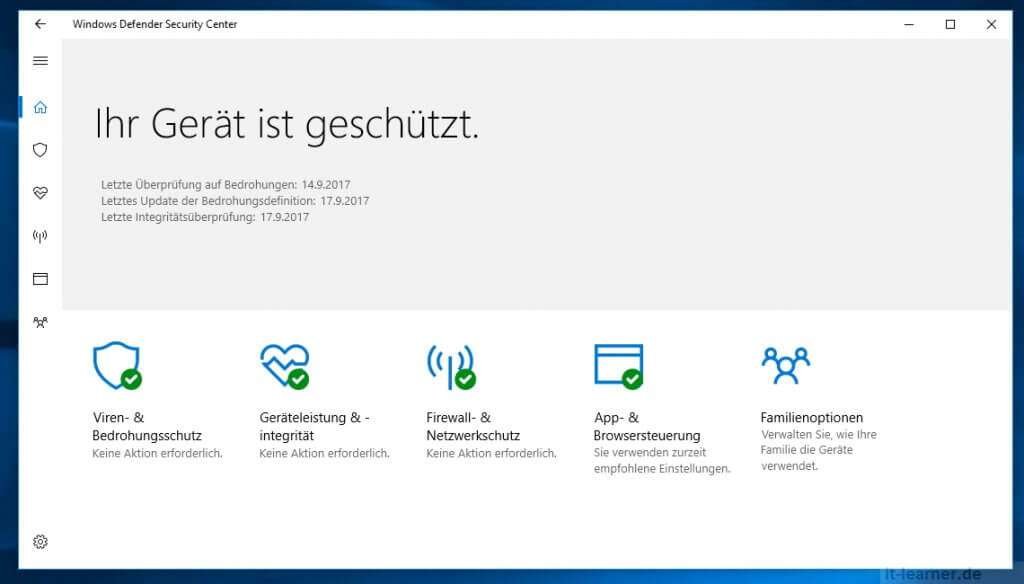 Mehr Windows Security mit dem Windows Defender 13 Mehr Windows Security mit dem Windows Defender Security Center: Überblick