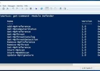 Überblick aller Windows PowerShell Cmdlets vom Windows Defender