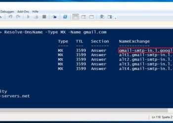 Email mit der PowerShell versenden: Auslesen der SMTP Serveradresse