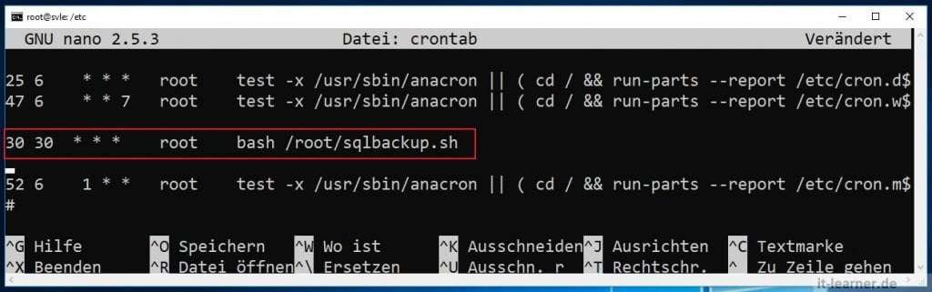 So sichert man eine MySQL Datenbank 14 Automatische Datebanksicherung unter Linux per crontab