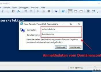 Mit der Windows PowerShell eine Remoteverbindung erstellen: Über die PowerShell ISE: SV Name