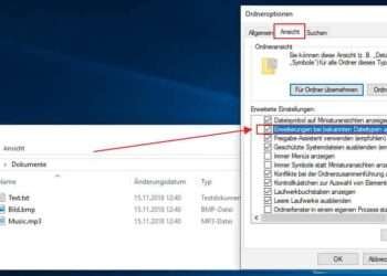 Anzeige der Dateinamenserweiterungen unter Windows: Ordner- und Suchoptionen - Dateiendungen ausblenden