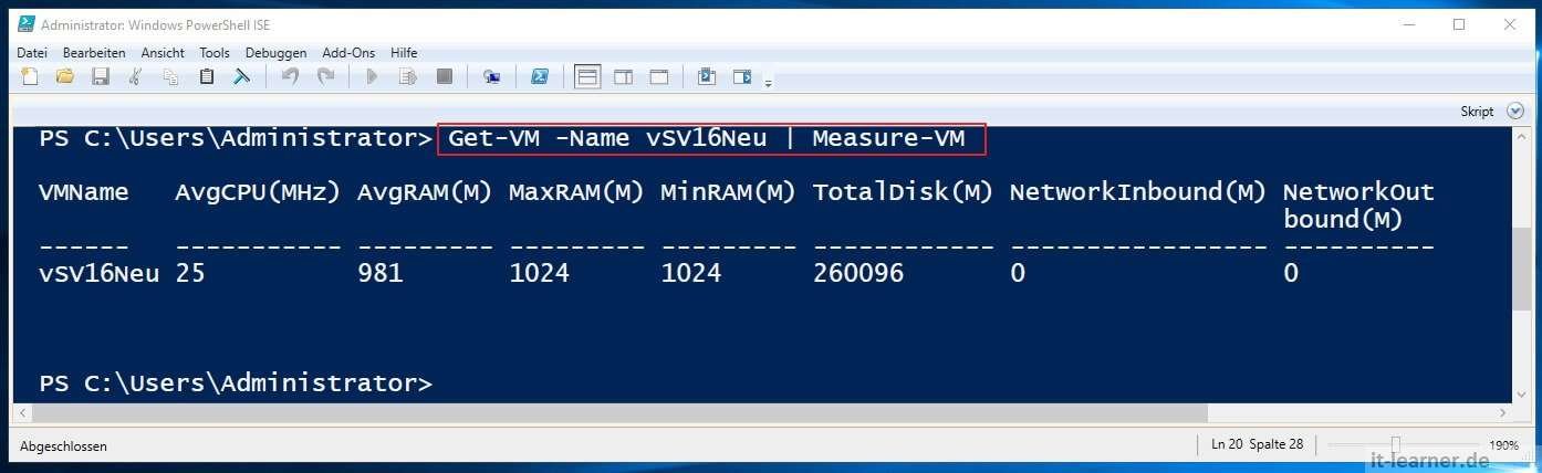 Die 10 wichtigsten PowerShell Hyper-V Cmdlets 9 Ressourcenverbrauch virtueller Maschinen