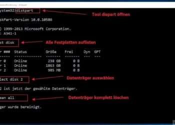 Eine Festplatte unter Windows komplett ordentlich löschen - Festplatte mit Diskpart überschreiben