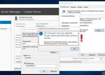Nach der Änderung des Computernamens ist ein Neustart zwingend erforderlich