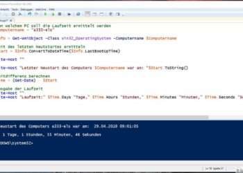 Windows PowerShell Script zum auslesen der Laufzeit eines Computers