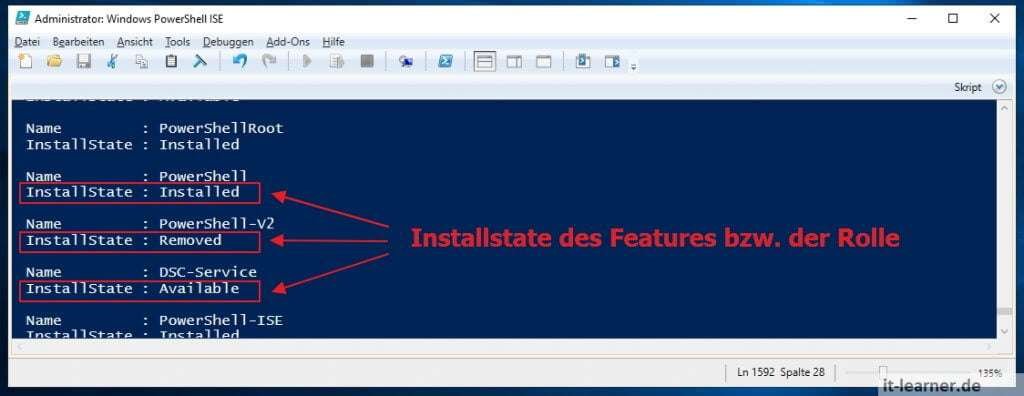 Alle Windows Server Rollen mit der PowerShell anzeigen. 13 Auf dem Windows Server 2019 mit Hilfe der PowerShell alle verfügbaren Rollen und Features auflisten