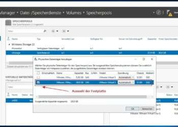 Am Windows Server den Speicherplatz vergrößern: Physikalische Festplatte hinzufügen - Speicherpool erweitern
