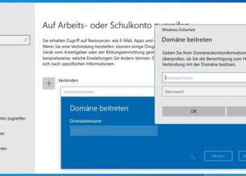 Das Betriebssystem Windows 10 - Version 1903 zur Domäne hinzufügen: Eingabe Domänennamen - Administrator und Passwort