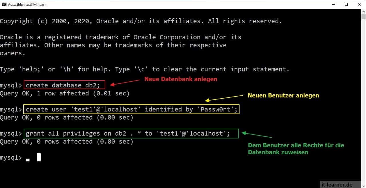 MySQL auf dem Rootserver installieren und konfigurieren - Teil 5 4 Mysql Datenbank anlegen - Linux Server