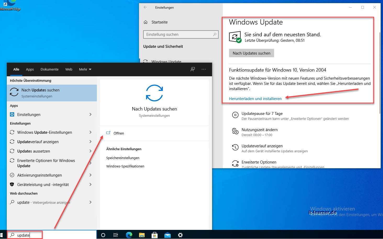So konfiguriert man die Windows Updates 7 Windows 10 Funktionsupdate installieren