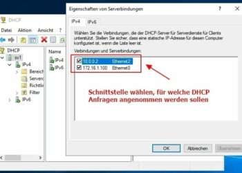 Am DHCP Server Die Zugehörigen Netzwerkkarten ändern Binding Hinzufügen Entfernen