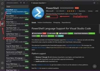 Unter Visual Studio Code Die PowerShell Erweiterung Installieren
