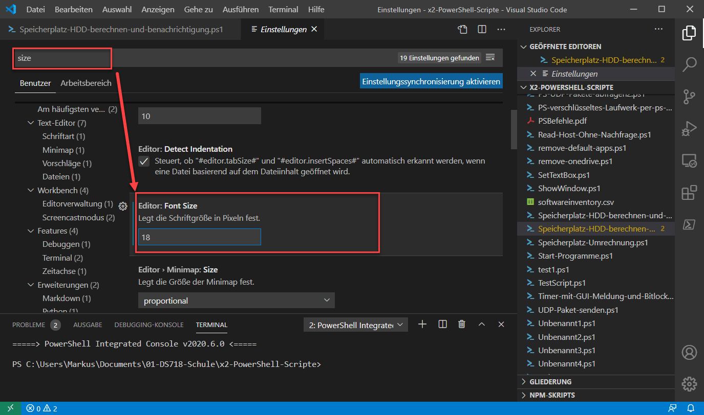 Terminal in Windows - 5 Methoden 8 Visual Studio Code Schriftgröße ändern