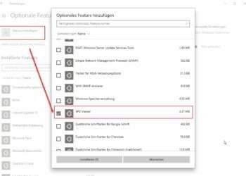 XPS Viewer Als Optionales Feature Unter Windows Wieder Hinzufügen