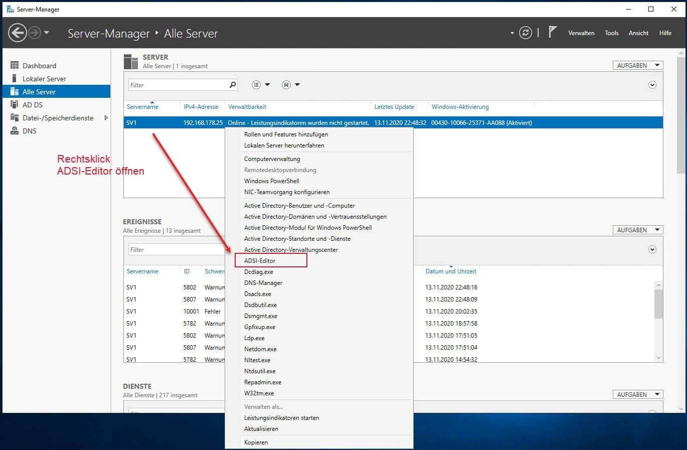 Per ADSI Editor Objekte in der Active Directory verwalten