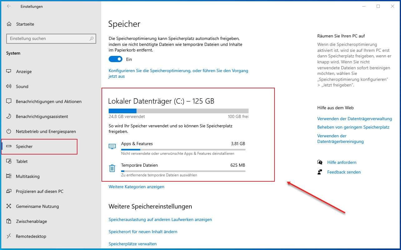 How To - PowerShell E-Mail Benachrichtigung bei vollem Speicher 3 Mehr Speicherplatz durch die Speicheroptimierung im Windows