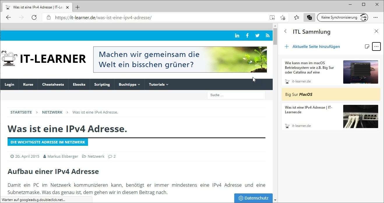 Im Edge Browser google als Startseite festlegen 4 Mit dem Microsoft Edge Browser eine Sammlung erstellen