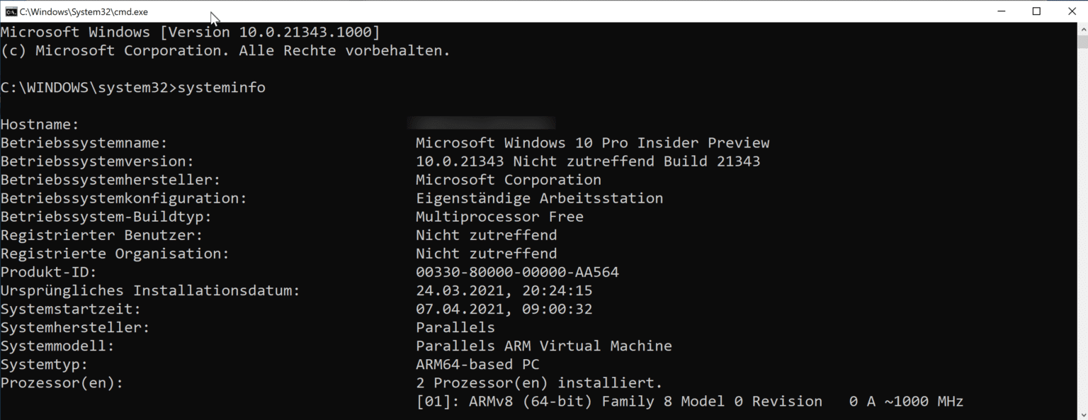 Informationen zum installierten Windows System auslesen