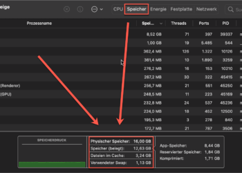Unter MacOS Die Speicherauslastung Über Die Aktivitätsanzeige Anzeigen