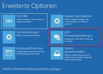 Windows 11 Erweiterte Optionen UEFI Firmwareinstellungen