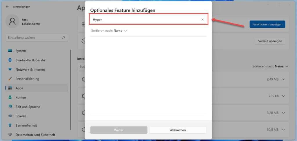 Wie installiert man Hyper-V in Windows 11 14 Windows 11 Hyper V über Die Einstellungen Installieren Features Suchen