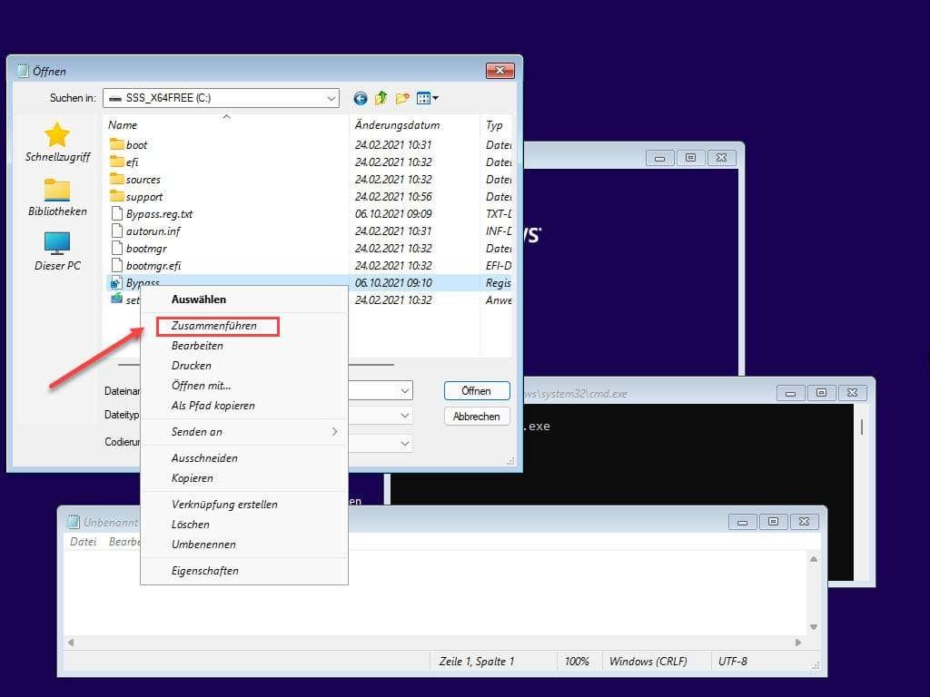 Windows 11 Neue Installation Registrierungseintrag Zusammenfügen