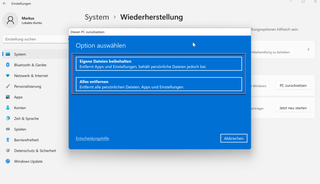 Mit diesen Schritten lässt sich Windows 11 zurücksetzen