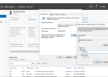 Den Windows Server zu einer Domäne hinzufügen